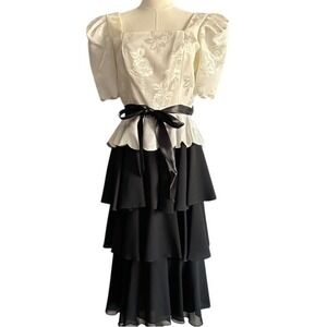 VTG 80s Michael Maiello for Pat Richards Peplum Dress, ILGWU Made in USA, Sz 10